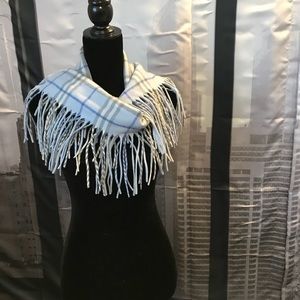 Burberry London blue cashmere fringe scarf